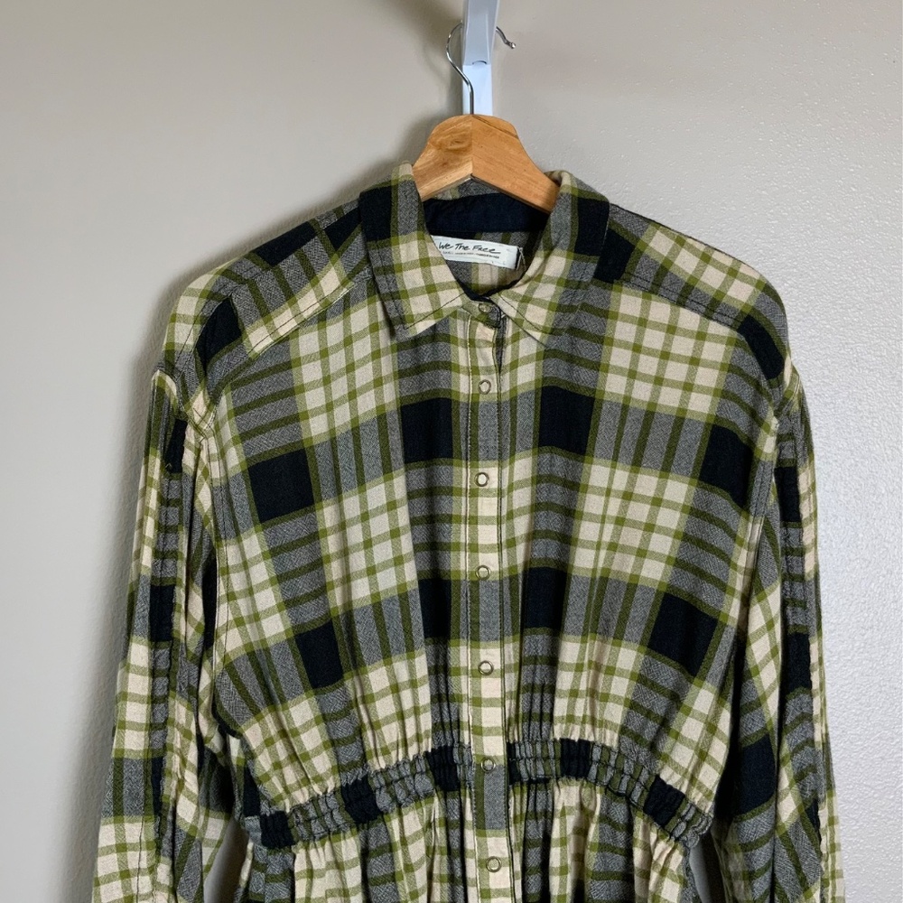 Free People We The Free Pacific Dawn Plaid Peplum Snap Buttonwdown - Picture 10 of 16